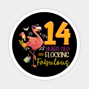 14 Years Old Birtday Flocking Fabulous Flamingo Lover gift for kids Magnet